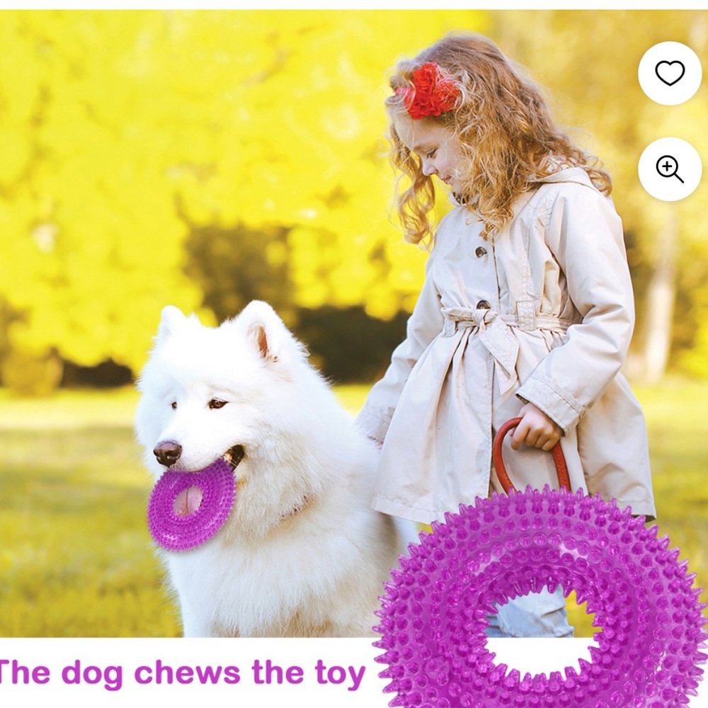 Pink puppy teething stress teething ring. Great for cleaning your dogs teeth